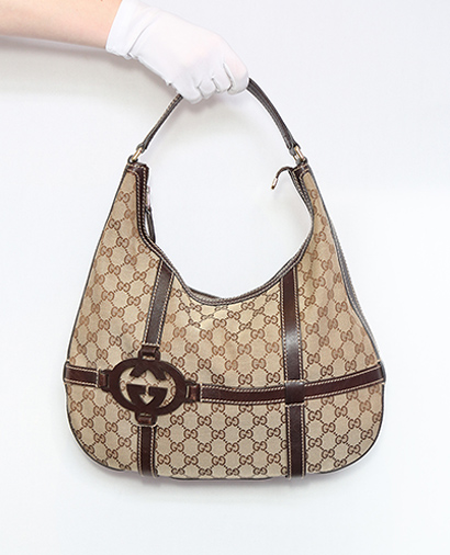 Royal Hobo, &pound;175, Handbags, Beige, Canvas, Front view